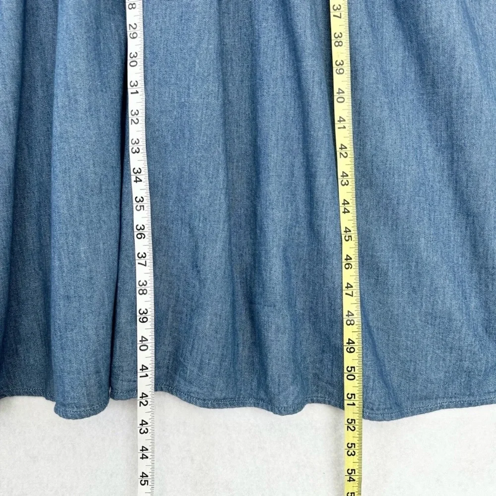 Old Navy Womens Dress Size 3X Blue Chambray Denim Midi Smocked Waist Cottagecore - Picture 16 of 16